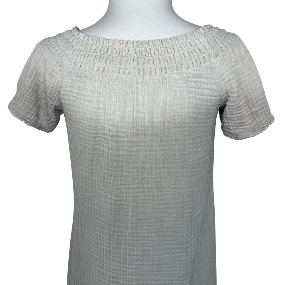 Michael Stars Cotton Gauze Smocked Mini Dress Beige‎ Lagenlook Minimalist S - Picture 7 of 14